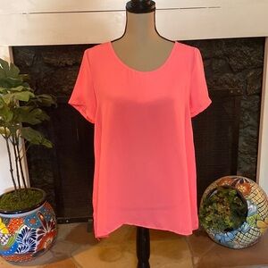 New neon pink sheer chiffon blouse